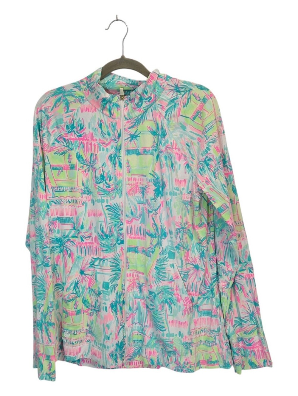 Lilly Pulitzer Luxletic Hadlee Zip Jacket Multi Perfect Match  Design Size XL